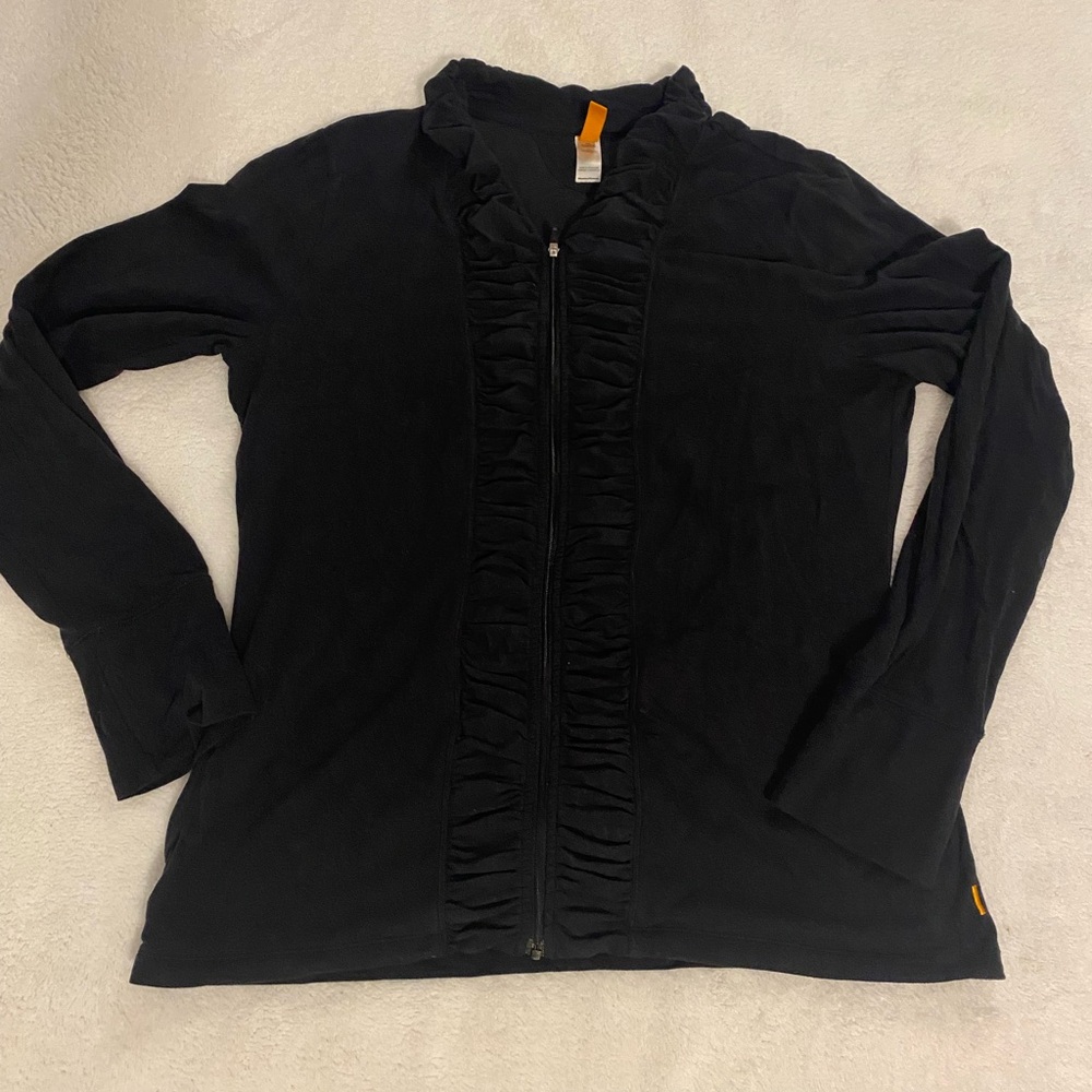 H&M Black Ruffled Zip-Up Hoodie
